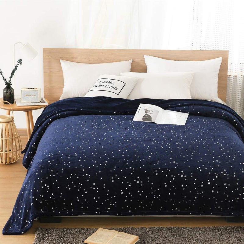 NANPIPER Throw Blanket, Ultra Soft Thick Microplush Bed Blanket, All Season Premium Fluffy Microfiber Fleece Throw for Sofa Couch (Throw Size 90"x90", Navy Blue) - Image 2